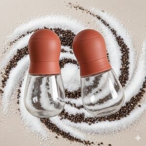 Red and Glass Spice Pepper Salt Grinders Set of 2